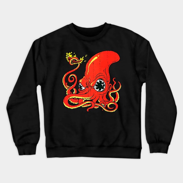 Red Hot Chili Octopus Vintage Crewneck Sweatshirt by Ilustra Zee Art